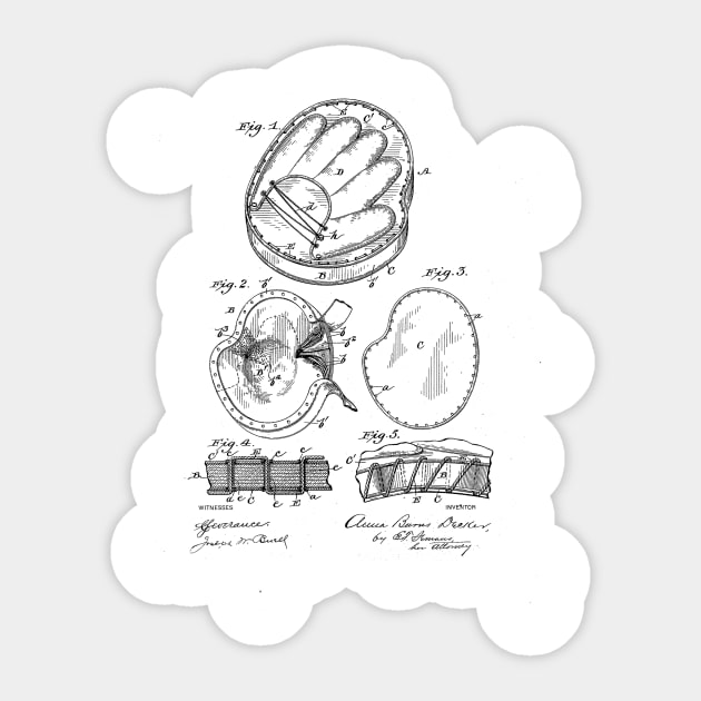 Baseball Glove Patent Drawing Sticker by skstring